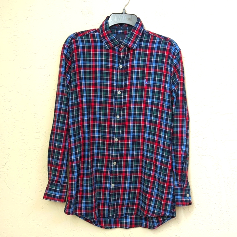 3/$20🌟 Tailorbyrd Men's Plaid Melange Flannel Button Down Shirt Size Medium